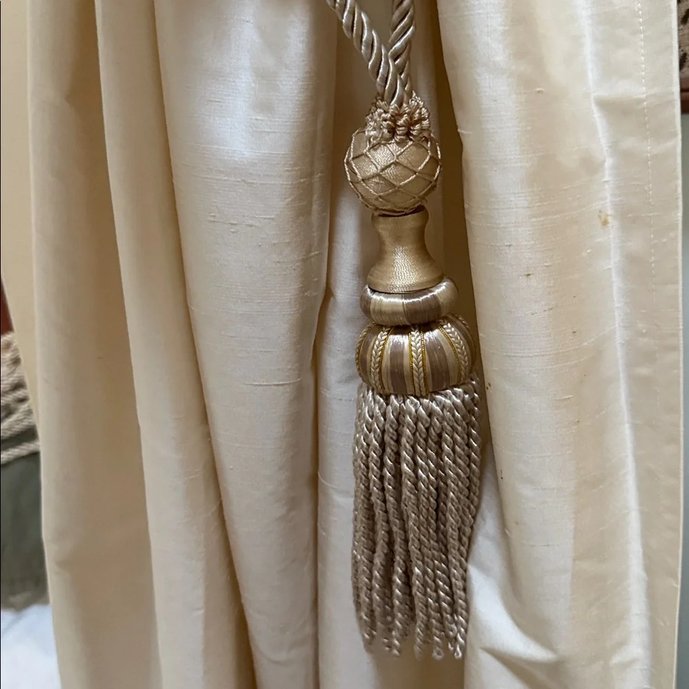 Elegant Rayon cream rope Tassel Curtain Drapery TIE BACKS  4 total